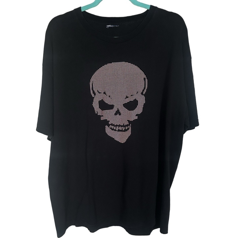 🍀 3 for $25 Skull Mens Black Graphic T Shirt Size XL Studded Design